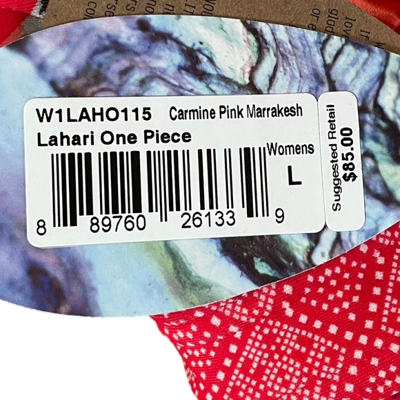 NWT Prana | Lahari Carmine Pink Marrakesh Print Halter One Piece Swimsuit Large - Picture 9 of 16